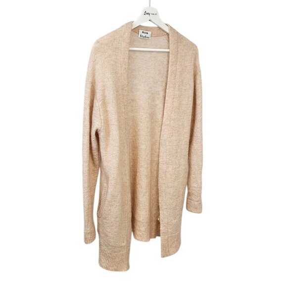 Acne Studios Raya SH Mohair Blend Longline Open Front Cardigan, Size Small - Picture 3 of 9